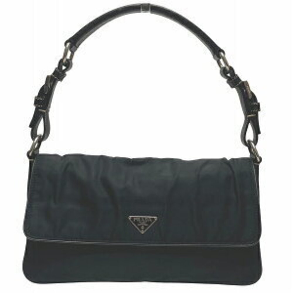 Prada One Shoulder Hobo Saffiano Black Bag Handbag